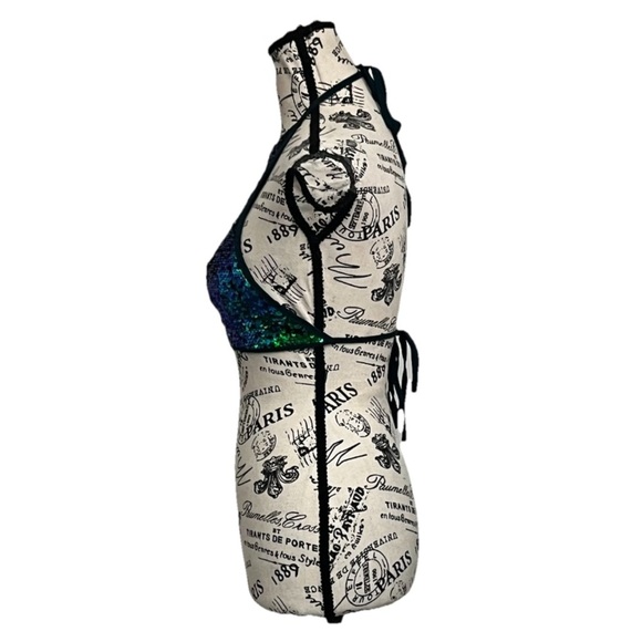 Pretty Little Thing Green Mermaid Halter Crop Top Party Club Beach Boho 4 Shine - Picture 5 of 9